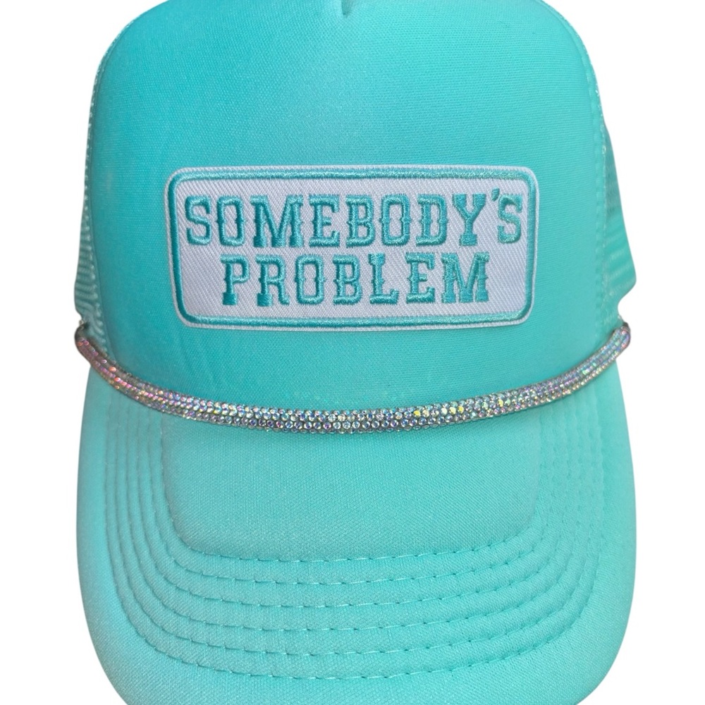 Somebody’s Problem Custom Made Trucker Hat with Rhinestone Chain